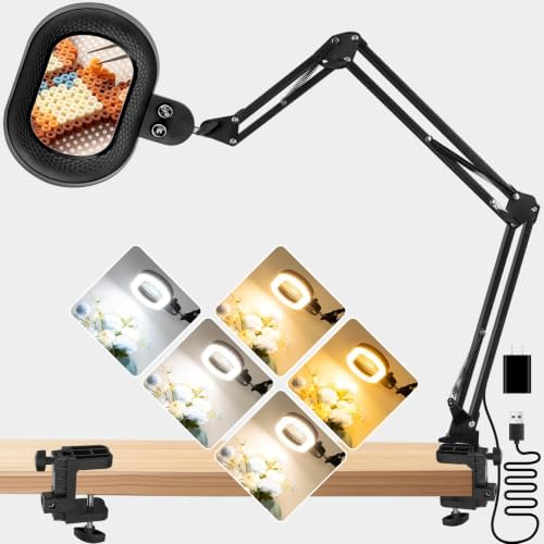 Magnifying Glass with Light and Clamp, 5in 12X Extended Arm