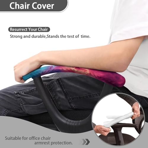 2 Piece Galaxy Print Office Chair Arm Covers, Removable Office Chair Cover Stretchy Armrest Covers for Computer Rotating Boss Chairs, Home Decor