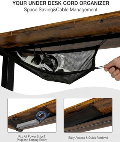 Acrolix 55x24 Electric Standing Desk with Cable Net, Rustic Brown