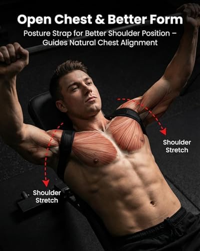 Gymgoer‘s Back Posture Corrector For Men With Large Support Plate. Dual Adjustment Upper Back Posture Corrector To Open Shoulders. Breathable For Better Gym Form & Efficiency