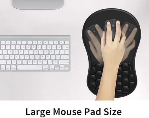 Ergonomic Mouse Pad Wrist Support, Wrist Rest Pain Relief Mousepad with Memory Foam&Non-Slip PU Base, Carpal Tunnel Pain Relief Mousepad Wrist Rest for Mouse Mouse Pads for Wireless Mouse & Desk