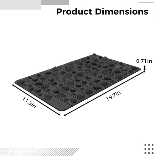 Portable Feet Acupressure Mat, Foot Massage Pad for Yoga and Standing Desk, Anti Fatigue Office Stand Up Pad, EVA Material, 19.7 x 11.8 in / 50 x 30 cm, Black Stone Texture