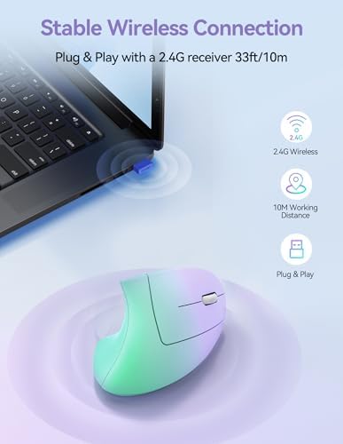 TECKNET Wireless Ergonomic Mouse, Rechargeable Wireless Vertical Mouse