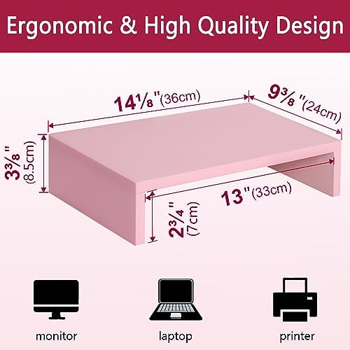 TEAMIX Pink Monitor Stand Riser, Small