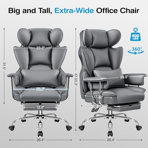 Big and Tall Office Chair, High Back Gaming Chair with Footrest