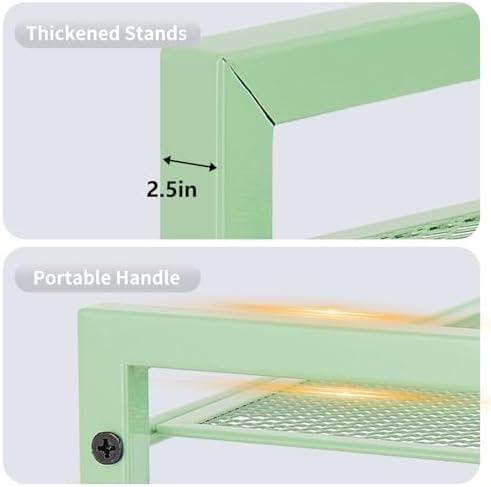 Adjustable Desktop Bookshelf, Metal Desk Shelf Organizer, Sage Green