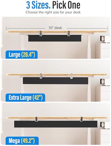 [Upgraded] Large Under Desk Cable Management Tray, Cinati Cable Management Under Desk No Drill, 28.4" Fabric Cord Hider for Wire Organizer, Cord Organizer for Office, Home - Supports Up to 30lbs Black