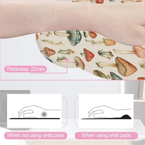 Retro Mushrooms Ergonomic Wrist Support Keyboard Mouse Wrist Rest Set, Computer Office Comfortable Wrist Rest for Mouse Easy Typing
