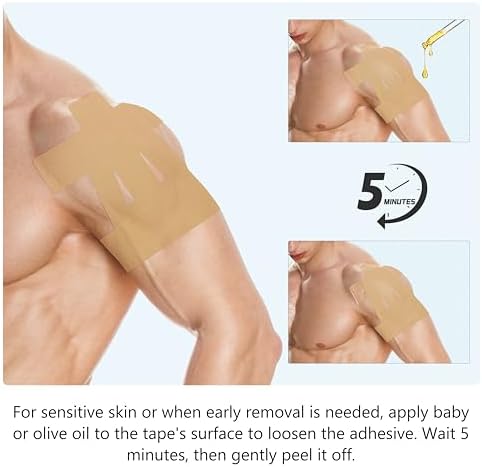 Precut Kinesiology Tape for Shoulder – 14 PCS Elastic Shoulder Support Tape, Waterproof & Breathable, Hypoallergenic Sports Tape for Pain Relief, Beige