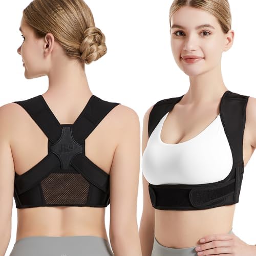 JMPOSE Back Posture Corrector for Women: Adjustable Shoulder Posture Brace Straightener Pain Relief (Black L/XL)