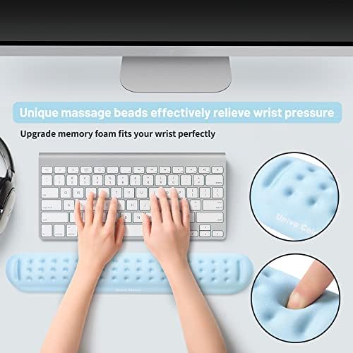 Univo Colors Light Blue Superfine Memory Foam Keyboard Wrist Rest Soft Gel Ergonomic Wrist Support Pad for Computer, Laptop, Office, Gaming, Typing