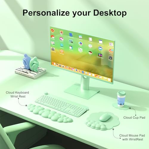 MOKURU Cloud Mouse Pad with Wrist Rest, Cloud Keyboard Wrist Rest, Mouse Pad Wrist Support, Ergonomic Keyboard Mouse Wrist Support (Green)
