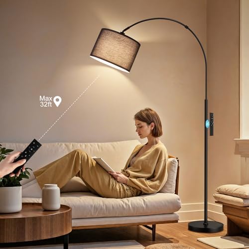 Ambimall Dimmable Arc Floor Lamp with Remote, Color Temperatures Adjustable