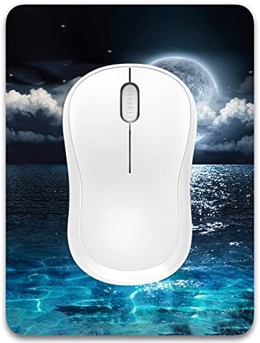 Dapesuom Small Mouse Pad, 6 x 8 Inch Thick Rubber Premium-Textured Non-Slip Portable & Washable Mini Mouse Mat for Women Wireless Laptops Keyboard Tray Gaming Work Computer Travel, Moon Over The Sea