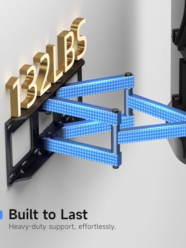 Suptek Full Motion TV Wall Mount for 42 to 86 Inch TV, Swivel and Tilt with Articulating Dual Arms, Max VESA 600X400mm, Holds up to 132lbs, Fits Max 16" Wood Studs, MA01A