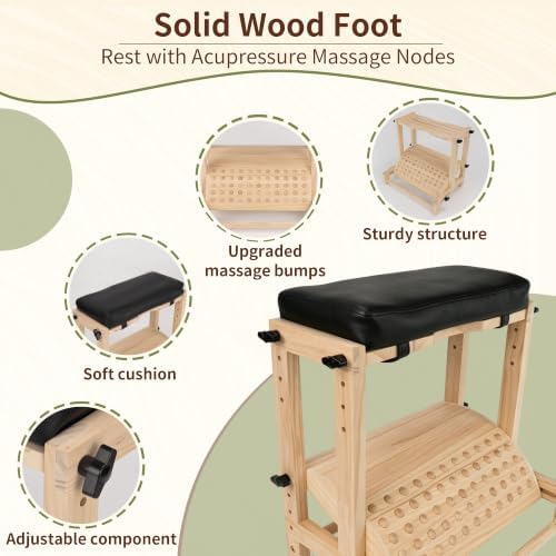 Adjustable Foot Rest Under Desk Ergonomic Wooden Leg Rest with Cushion