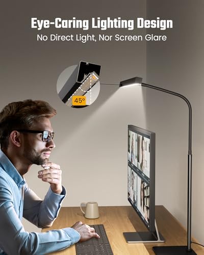 SUPERDANNY LED Desk Lamp for Home Office, Eye-Caring Desk Light with Base