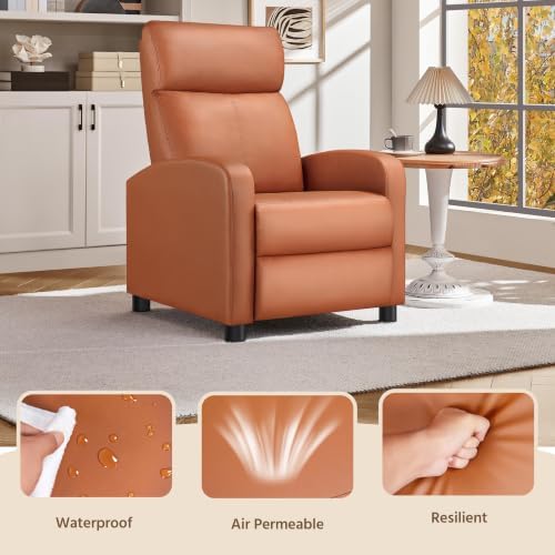 Yaheetech Recliner Chair with 3 Adjustable Angles Living Room Chairs Tan
