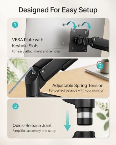 Single Monitor Arm for 17-32 Inch Screens, Full Motion Desk Mount