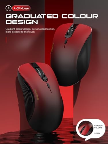 RAPIQUE Bluetooth Wireless Mouse, Dual Bluetooth & 2.4 GHz, Gradient Red