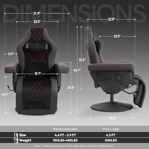 Dowinx Gaming Recliner Chair No Wheels with Footrest Shtasu Massage Lumbar