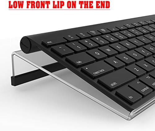 KOTEMON Mini Computer Keyboard Stand-11.8'' x 5.1''-Small Computer Keyboard Tray Acrylic Keyboard Holder for 78 Keys Universal Compact Keyboard, with Black Silicone Strip, Clear
