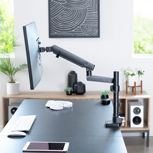 VIVO Premium Aluminum Full Motion Single Monitor Desk Mount Stand with Lift Engine Arm, Pole Extension, and USB Ports, Fits Screens up to 40 inches, STAND-V101BDU