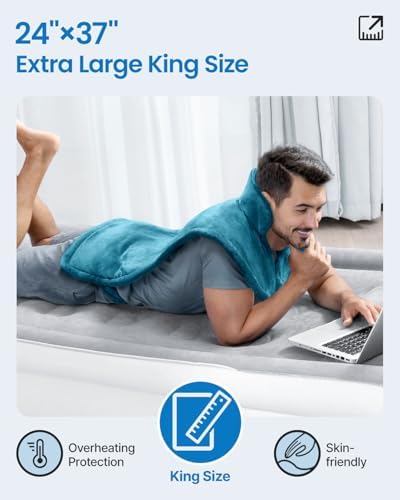 RENPHO Extra Large Heating Pad for Back, FSA Eligible HSA, 24"x37", Blu