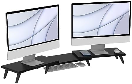 loukin Dual Monitor Stand Riser for Desk, 43.6"×8.2" Computer Stand, Black