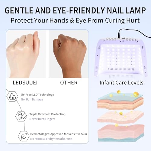 2026 Upgraded UV Nail Lamp for Gel Polish, 【4-Timer & Auto Sensor】 Professional Gel Cure Lamp, 【Big Cavity Design】 Advanced Rechargeable Nail Lamp for Travel & Home Manicure