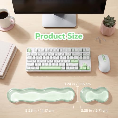 Moko Gel Wrist Rest for Keyboard and Mouse, Clear Hand Rest, Clear Green