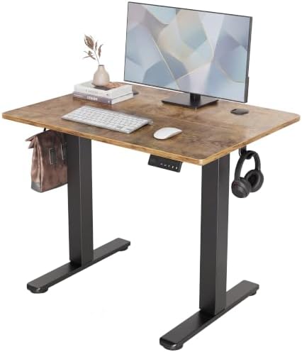 Claiks Electric Standing Desk 32x19 Inch Adjustable Desk, Rustic Brown