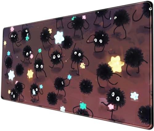 YKJWW Desk Pad Anime Black Pom Gaming Large Mouse Pad for Women Dask Mat