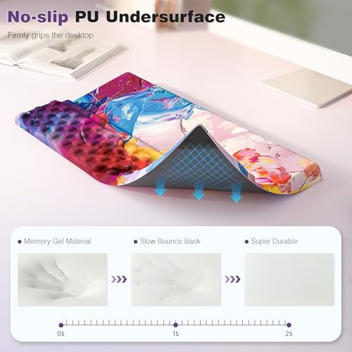 Ospelelf Keyboard Wrist Rest, Ergonomic Memory Foam Wrist Support for Typing & Gaming, Tilted Keyboard Pad, Aesthetic Desk Accessories for Office, Relief for Carpal Tunnel & Wrist Pain, Multicolored