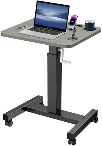 Mobile Standing Desk with Wheels, Elevating Table,Lift desks for Home Office,Rolling Portable Laptop Desk Height Adjustable, Mobile Computer Desk,Small Sit Stand Workstation（Black）