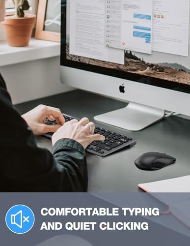 TECKNET Wireless Keyboard and Mouse Combo, Mini Cordless Computer Keyboard and Mouse Set 2.4GHz, Silent Adjustable 1600 DPI, Quiet Click, Lag-Free for Computer, Laptop, PC, Windows, Mac, Chrome OS(GS)