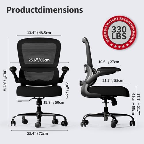 TRALT Office Chair - Ergonomic Desk Chair with Adjustable Lumbar Support, Mesh Computer Chair, Executive Chairs for Home Office Comfortable Lumbar Support Black Pack of 4