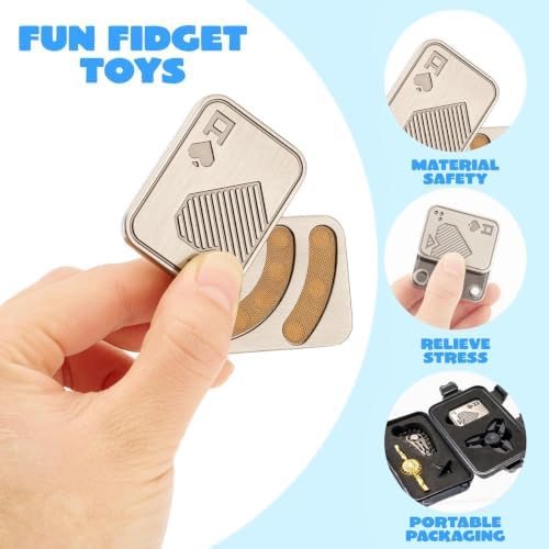 JOYIN 5 Pcs Metal Fidget Toy for Adults, 5 Pack EDC Stress Relief Toys with Slider, Spinner and Gear Designs, Handheld Anxiety Relief Desk Toys for Office, Work, Travel and Gifts