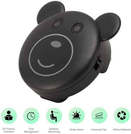 Posture Reminder Clip On Smart Posture Reminder for Kids Reading Distance Monitoring Intelligent Posture Alarm Trainer (Black)