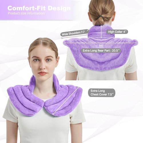 MORLIDEN Neck Heating Pad Microwavable for Shoulders, Warmer Wrap Microwave Heating Pad for Neck and Shoulders for Pain Relief (Purple)