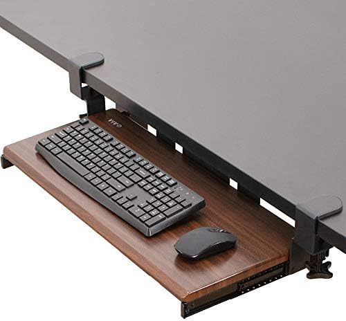 VIVO Dark Walnut Clamp-on 27 x 11 in Keyboard Tray, MOUNT-KB05D