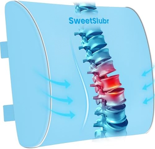 SweetSlubr Lumbar Support Pillow for Office Chair(Light Blue,XL)
