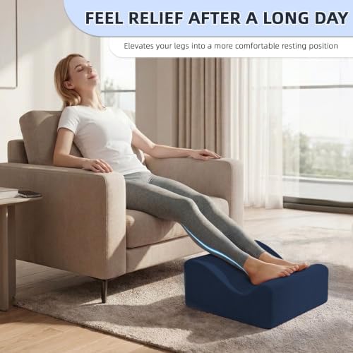 Work Foot Rest Under Desk,Ergonomic Footrest & Washable Cover Navy