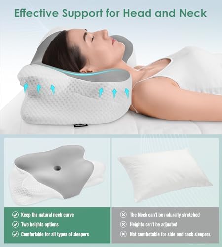 DONAMA Cervical Pillow Ergonomic Memory Foam Pillow for Neck Support