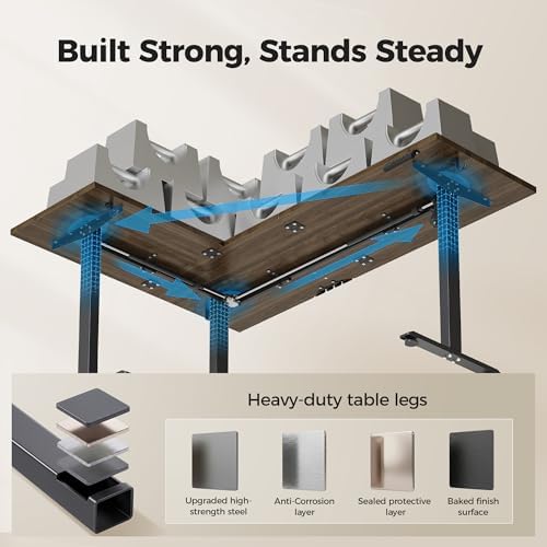 Agilestic L Shaped Standing Desk 63 inch Adjustable Height, Electric Corner Standing Desk, Sit Stand Computer Table with Splice Board, Dark Walnut