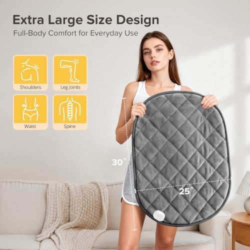 Weighted Heating Pad 7lbs, Heated Blanket for Back & Period Cramps 25"x30"