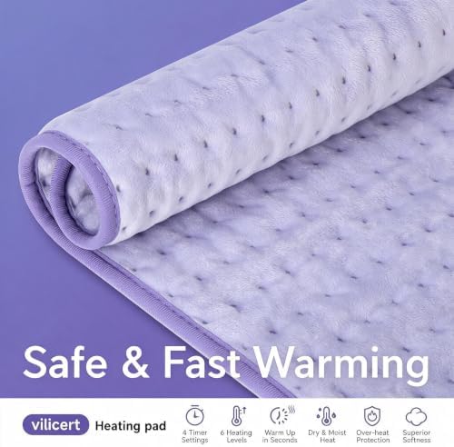 Electric Heating Pad for Back & Period, 6 Heat Settings Auto Off