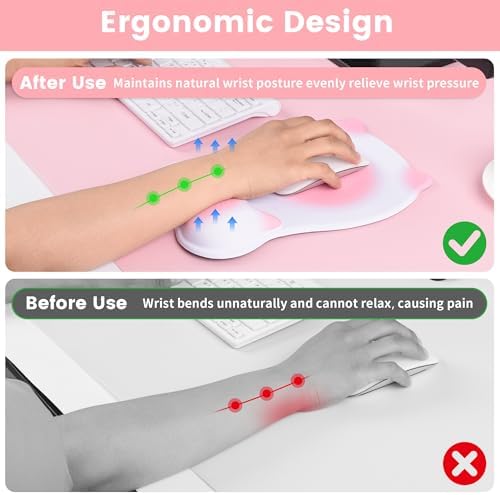 Ergonomic Mouse Pad with Wrist Rest,Cute Memory Foam Mousepad Wrist Support