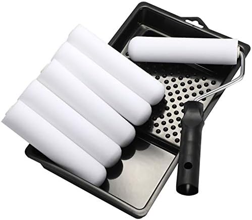 KUPOO 6" Foam Paint Roller Kit Mini Roller with Frame,Tray & 8 Refills