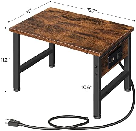 HOOBRO Printer Stand for Desk, Desktop Printer Stand with Charging Station, Small Printer Table with Storage Hook, Under Desk Printer Cart, File Rack for Home Office BF01UPS01